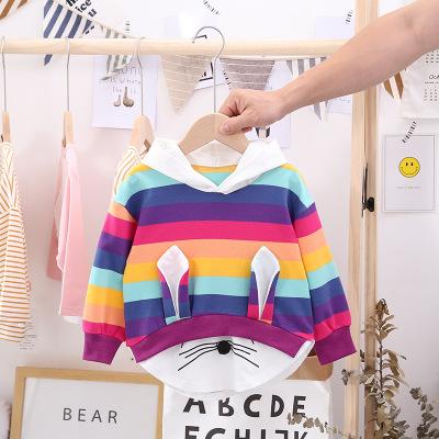 China 2019 New Autumn Girls Anti-static Korean Children's Sweater Children's Clothing 1-5 Years Baby Hooded Loose Shirt for sale