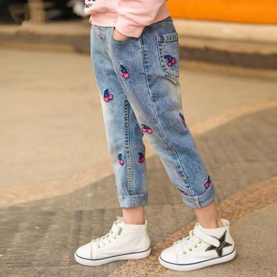 China QUICK DRY Children's Jeans Girls Pants Kids Trousers Lattice Jackets for Girls Kids Jeans Girls for sale