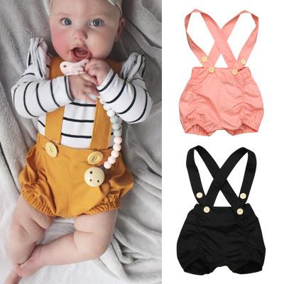 China Anti-Static Children's Bib Summer Girls Solid Color Cute Suspenders Shorts Children's Clothing for sale