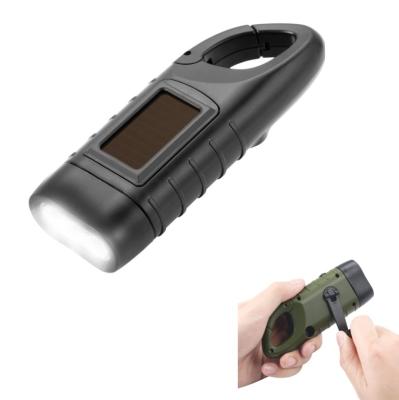 China Modern Emergency Army Green Hand Crank Torch 3 LED Solar Powered Dynamo Torch For Outdoor Camping for sale