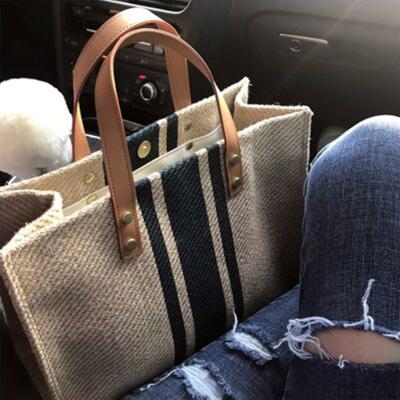 China 100% 2021 Eco-Friendly Business Casual Large Capacity Outdoor Women Bag Canvas Handbag Luxury Tote Tote for sale