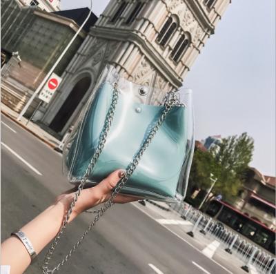 China 100% Eco-Friendly Famous Designer Ladies Brand Transparent PVC Jelly Handbags Purses Toss Shoulder Bag Women Handbags for sale