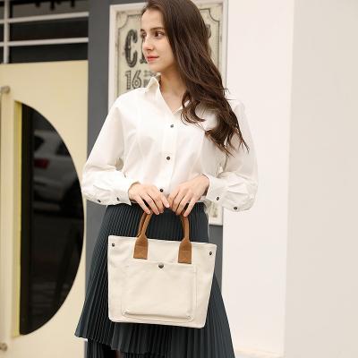 China 100% 2021 new European and American style large capacity canvas lady bags handbag eco-friendly shoulders for sale