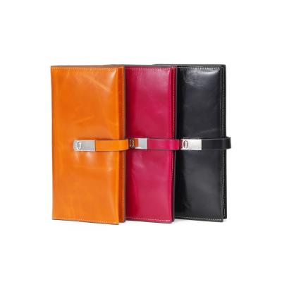 China Genuine RFID High Quality Cowhide Card Holder Money Purse Wallet Bag Pocket Genuine Leather Women Long for sale