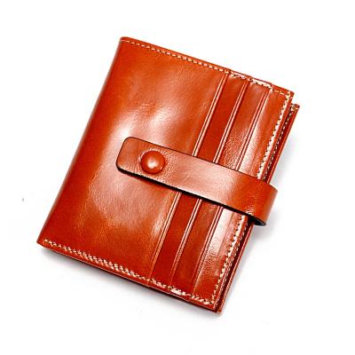 China 2021 New Anti-theft Supplies Making Vintage Case Short Purse Clip Unisex Card Genuine Leather Wallet Women for sale