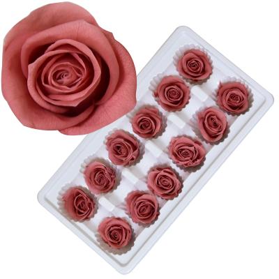 China Fashional Yunnan Wholesale Natural Grade 3-4cm The Real Rose Box Flower Eternal Rose A Preserved Rose Head for sale