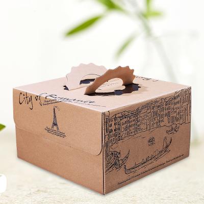 China New Recyclable Paper Bakery Packaging Paper Box Folding Birthday Cake Box For Delivery Portable Pastry Food Cardboard Box for sale