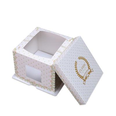 China Recyclable Wholesale Disposable Bakery Boxes Takeout Cake Box With Window Custom Logo for sale