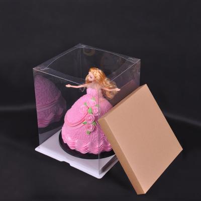 China New Design Recyclable Foldable Transparent Eco - Friendly Pet Birthday Party Tall Clear Cake Packaging Box for sale