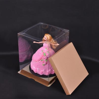 China Recyclable Custom Luxury White Clear Square Cake Box Pet PVC Wedding Birthday Party Favor Cake Box for sale