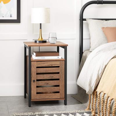 China Nightstand Steel Frame Expandable Industrial End Table with Open Shelf for Bedroom for sale