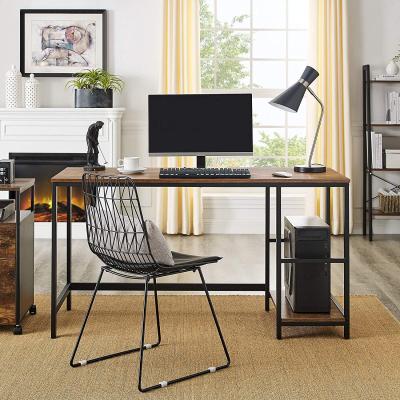 China Extendable Steel Frame Computer Desk 55.1 Inch Home Office Long Desk with 2 Shelves on Left or Right for sale