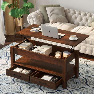 China Furniture Height Adjustable Living Room (Other) Adjustable Table Lift Up Table Combination Wooden Tea Nesting Tables for sale