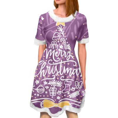 China 2021 Breathable Women Clothes Design Christmas Purple Dress Hot Sales Fall Winter For Women Fall Winter Fabrics Women Low Moq for sale