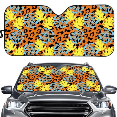 China Lowering Custom Car Sunshade Sunflower Sunshade Yellow Floral Printing Car Sunshade Cover Low Price Leopard Car Interior Accessories for sale