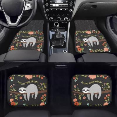 China Custom Made Car Floor Mats Easy Cleaned Customized Latest Design Car Accessories China Dropshipping Luxury Car Floor Mats Cute Cartoon Sloth Print for sale