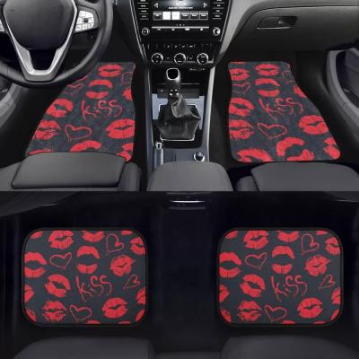 China Latest Wholesale Cheap Price Car Accessories Easy Cleaned Kiss Lips Print Anti Slip Car Mat Luxury Car Floor Mats Low Moq Dropshipping for sale