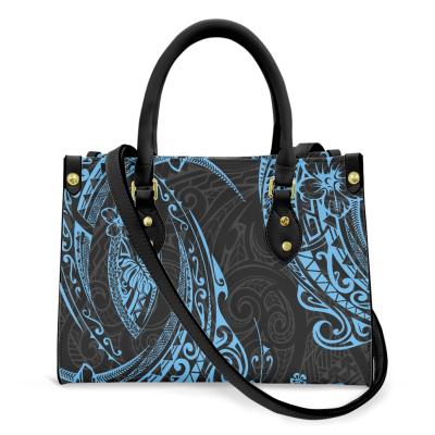 China Normcore / Plumeria Polynesian Tribal Hibiscus Fashion Minimalist Design Prints Women Handbags PU Leather Ladies Shoulder Bags Custom Made for sale