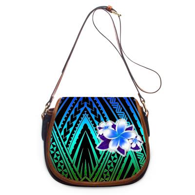 China Fashoion Polynesian Tribal Leather Bags For Women Hawaii Floral Print Shoulder Bag Handbag Leather Shoulder Bags for sale