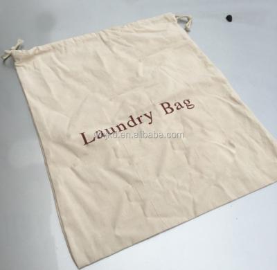 China Hotel Drawstring OEM Foldable Canvas Cotton Laundry Bag Printed Logo for sale