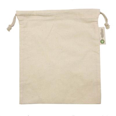 China Hot Sale Gots Organic Cotton Drawstring Bag Recyclable With Custom Logo for sale