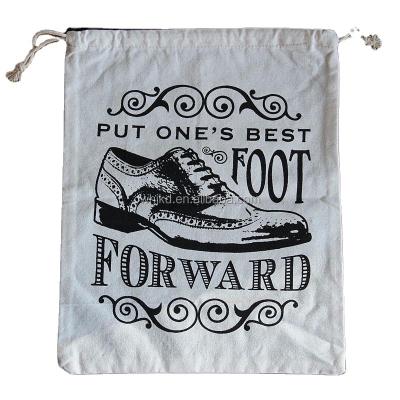 China Custom Recyclable Wholesale Heavy Duty Drawstring Cotton Shoe Bag for sale