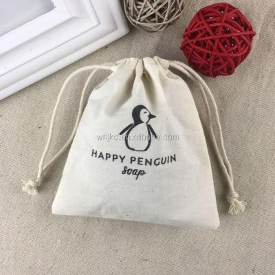 China Recyclable Cotton Canvas Fabric Cheap Gift Drawstring Gift Unbleached Drawstring Bags Gift Packaging Bags With Cotton Drawstring for sale