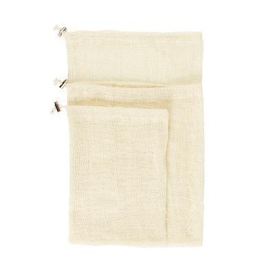 China Biodegradable Pure Food Cotton Fruit Mesh Pouch Bag With Metal Spring Buckle for sale