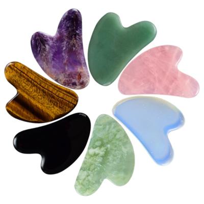 China Anti-puffiness jade massager tool wholesale gua sha facial stone with box for sale