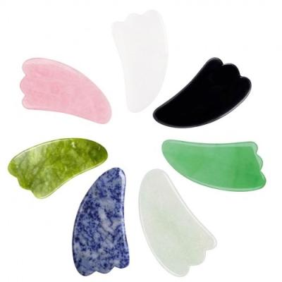 China Anti-puffiness wholesale custom logo rose quartz gua sha facial tool with box for sale