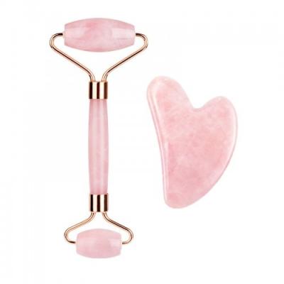 China Wholesale Anti-puffiness jade massager rose quartz massage roller facial gua sha for face and eye for sale