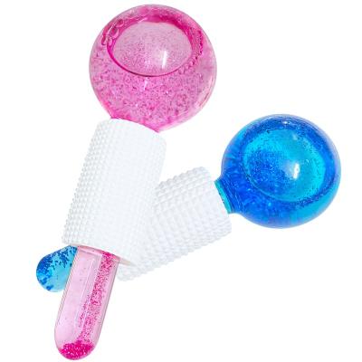 China Anti-Puffiness Beauty Pink Ice Globes Blue Facial Roller Massager For Face for sale