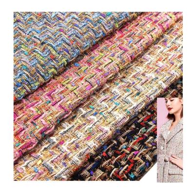 China Winter Season Tear-resistant Plaid RL Metallic Check Dyed Woven Polyester Tweed Woolen Fabric For Coat for sale