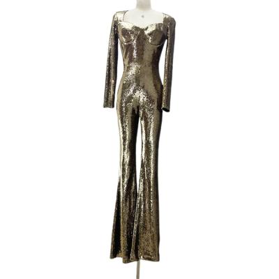 China 2023 New Design Gold Good Quality Sexy Yoga Fitness One Piece Jumpsuits None For Women Party, Disco, Nightclub for sale