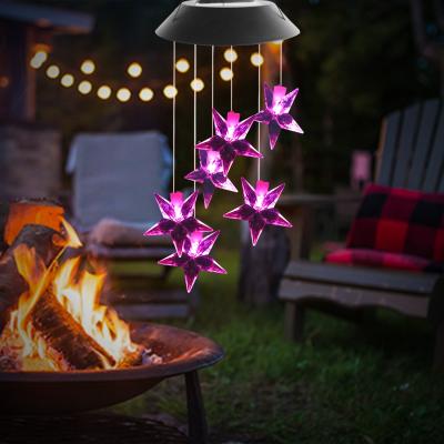 China SOL2510F LED Waterproof Solar Wind Chime Light Wind Star Hanging Light for Home Decoration for sale