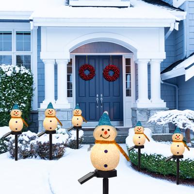 China SOL93A72 Solar Waterproof Snowman Plug-in Warm White Energy Saving Stake Lights For Christmas Decoration for sale