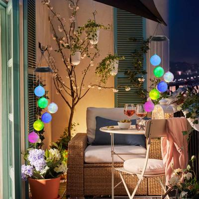 China Waterproof Color Changing LED Solar Wind Chimes Plastic Crystal Ball Wind Chimes For Porch Deck Garden for sale