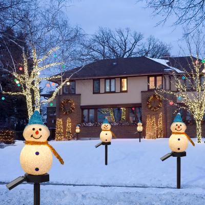 China Cute Solar Waterproof Snowman Snowman Lawn Stake Plug-in Warm White Lights Waterproof for sale