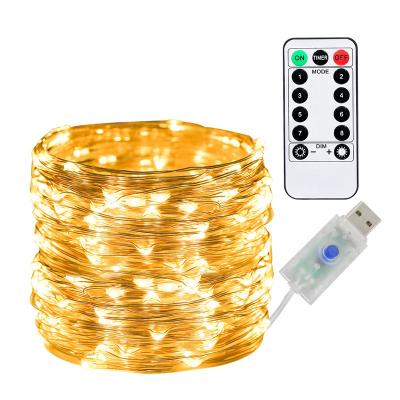 China 5m USB 8 Function Christmas Lights Outdoor Party DIY Decorative Light String LED Remote Control Copper Wire for sale