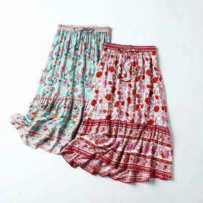 China New Autumn Print Skirt Island Vacation Dress Plus Size for sale