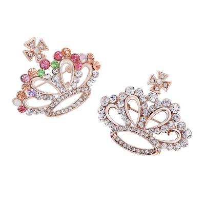 China Wholesale Crystal Rhinestone Diamond Crown Brooches Elegant Pin Girls Clothes Accessories Cloth Decoration Party Wedding for sale