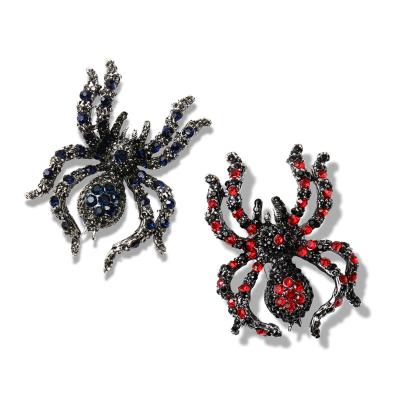 China Vintage Rhinestone Crystal Halloween Spider Shape Brooch Brooches Wedding Party Cloth Decoration Pin for sale