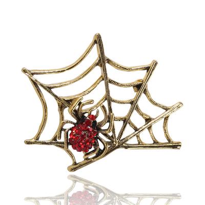 China Creative Cloth Decoration Party Wedding Alloy Faux Stone Cobweb Brooches Halloween Costume Accessories Brooch Pins for sale