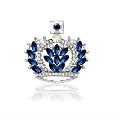 China Retro Style Creative Women's Brooch Pins Christmas Jewelry Blue Crown Brooch for sale