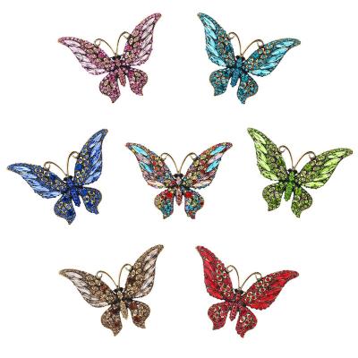 China Multicolor Alloy Rhinestone Butterfly Brooch Insect Corsage Pins for Shoes and Apparel Accessories for sale