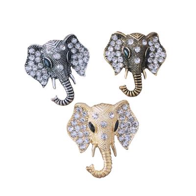 China Alloy Vintage Rhinestone Elephant Animal Brooch Pin For Travel Souvenirs Clothing Accessories for sale