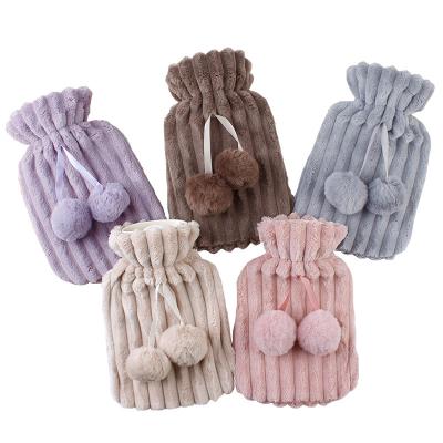 China Preserving Warm Multicolor Waterproof Plush Rubber Cloth Set Hand Treasure Warm Hot Water Bag With Cover for sale