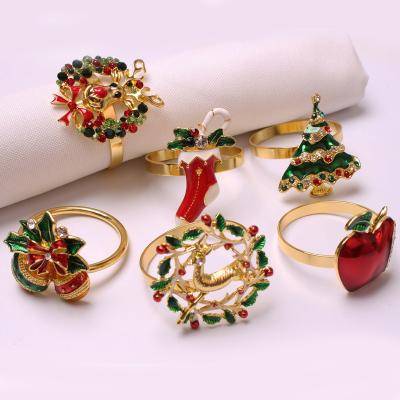 China Minimalist Casual Napkin Rings Ring Wedding Christmas Santa Hat Apple Bell Napkin Holder Rings Table Decorations for sale