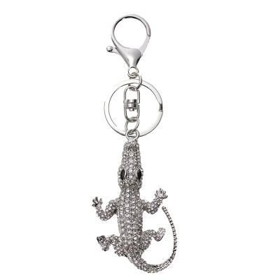 China New Alloy Animal Car Key Chain Lizard Promotional Rhinestone Pendant Gifts Keepsake Key Chain 3D Glitter Charms for sale