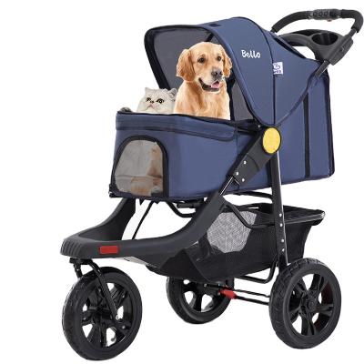 China Best double 3 wheels dog cart sustainable speed pet strolle 3 wheel large dog stroller lavendar for sale